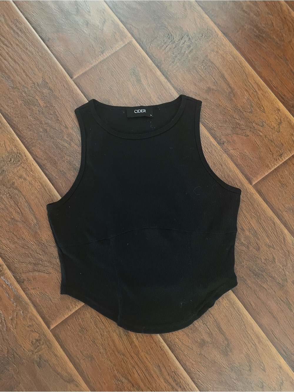 Cider Black Ribbed Cropped Tank
